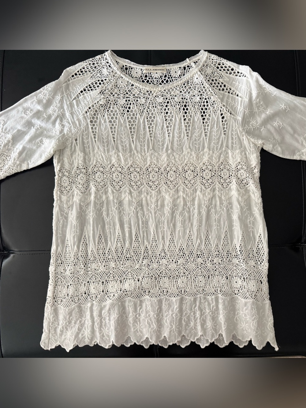 Ulla Johnson White Crochet Lace Women's Top, Size 6